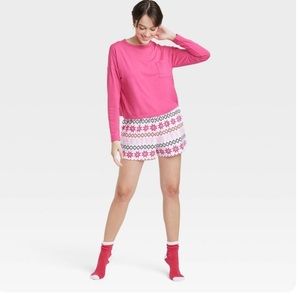 Women's Small Pink Target 3pc Socks and Pajama Set - Colsie